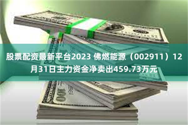 股票配资最新平台2023 佛燃能源（002911）12月31日主力资金净卖出459.73万元